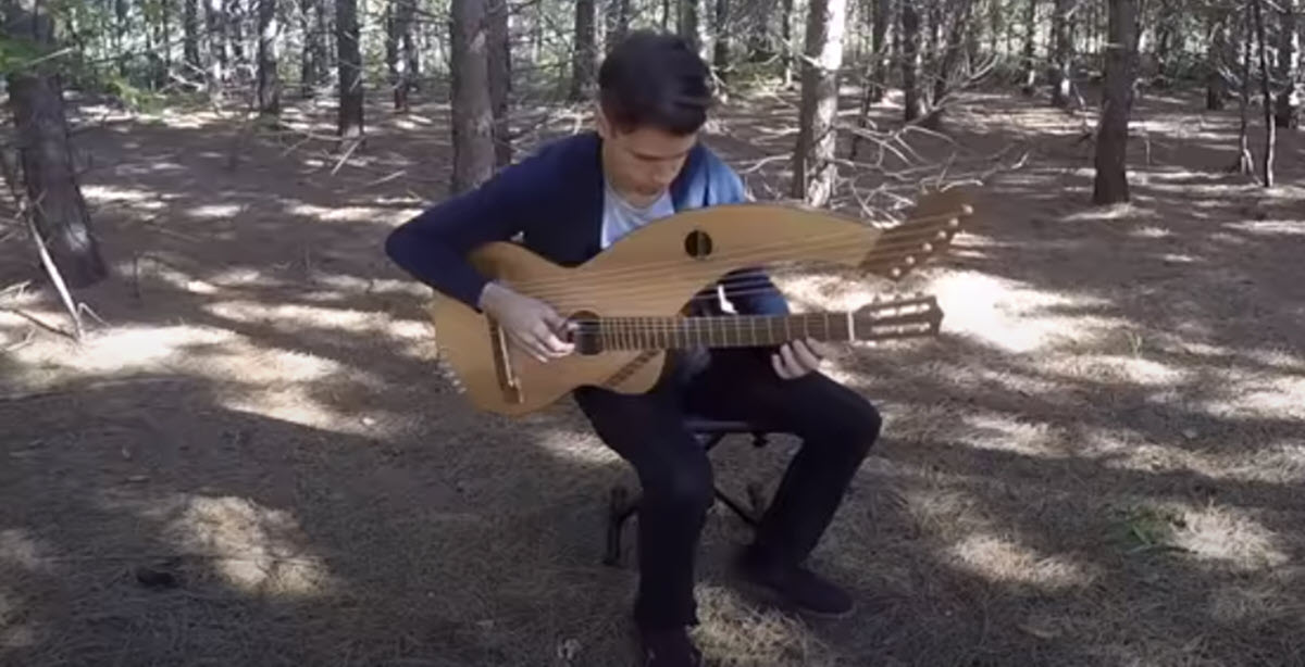 'The Sound of Silence' Played on an 18String Harp Guitar Is Everything