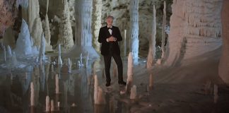 Andrea Bocelli singing Silent Night in a cave