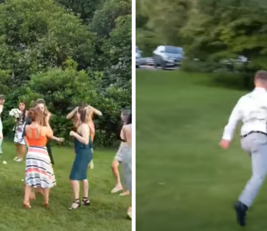 Boyfriend Runs Away After Girlfriend Catches Wedding Bouquet