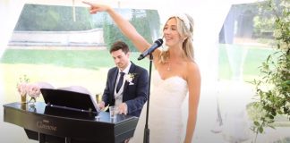 bride-groom-perform-thank-you-song-wedding-guests-jamie-megan-featured-image