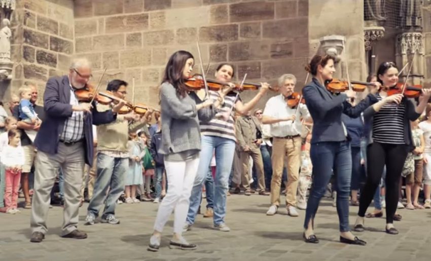 Flash Mob Instruments Little Girl Plays Recorder, Starts the Most Viral Orchestral Flash Mob ...