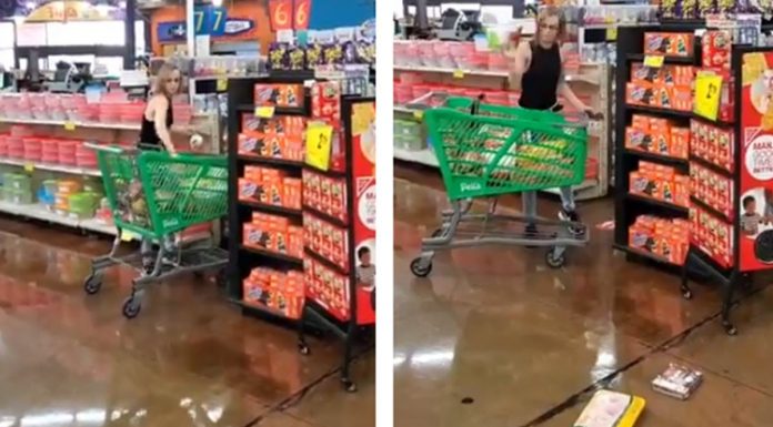 Dallas Karen throwing food