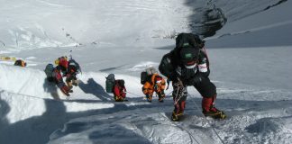 Climbers trekking the Everest