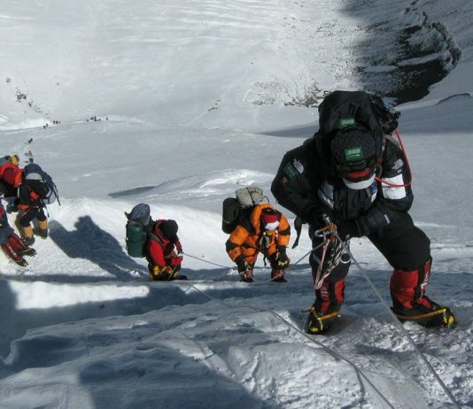 Climbers trekking the Everest