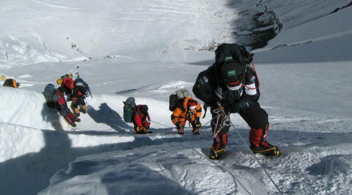 Climbers trekking the Everest