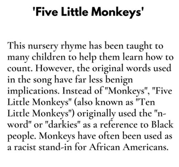 Racist nursery rhymes and children's songs