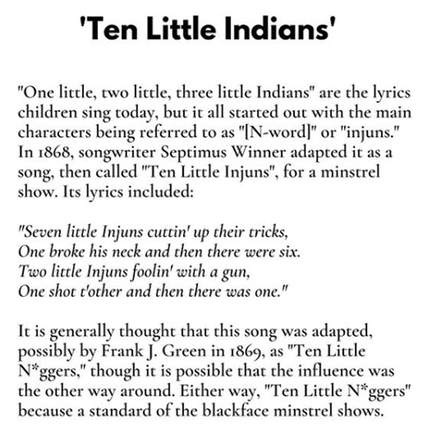 Racist nursery rhymes and children's songs