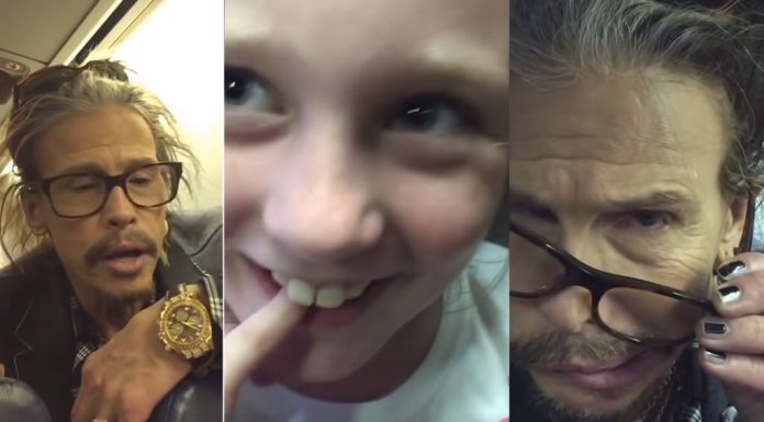 Steven Tyler happy birthday Southwest Airlines little girl on plane